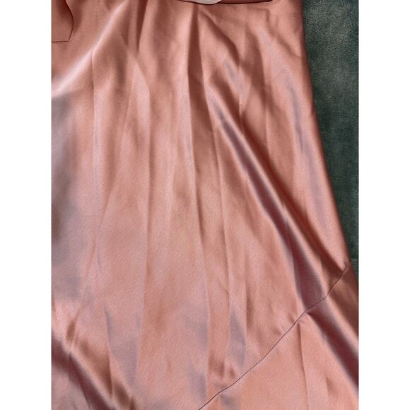 Social Bridesmaids SCARF TIE HIGH-NECK HALTER MAXI SLIP DRESS DESERT ROSE Size L - Picture 10 of 12